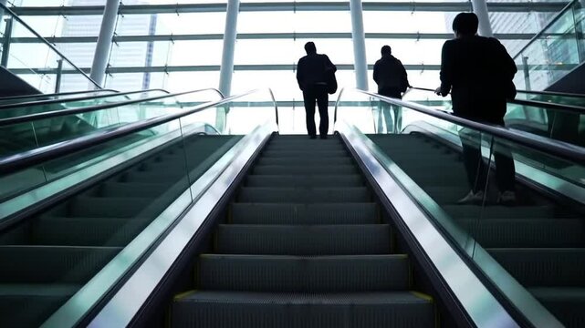 people on the escalator