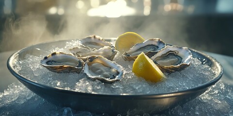 Fresh Oysters on Ice Gourmet Seafood Photography