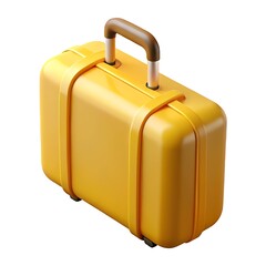 Yellow suitcase with handle isolated on white background
