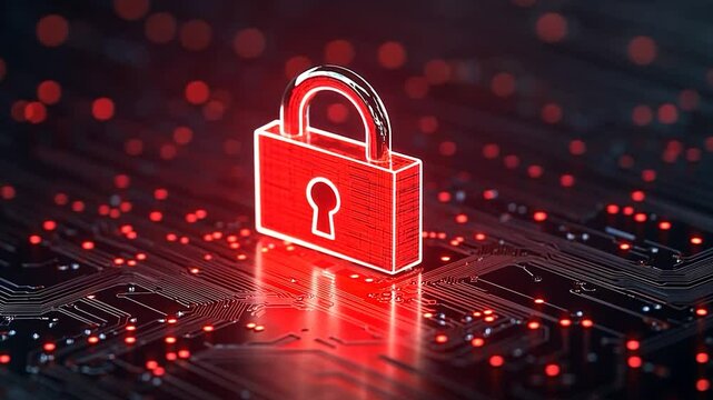 Cybersecurity: Digital Lock on Circuit Board