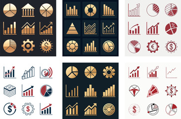 Modern Vector Art of Financial Data Elements with Geometric Shapes  