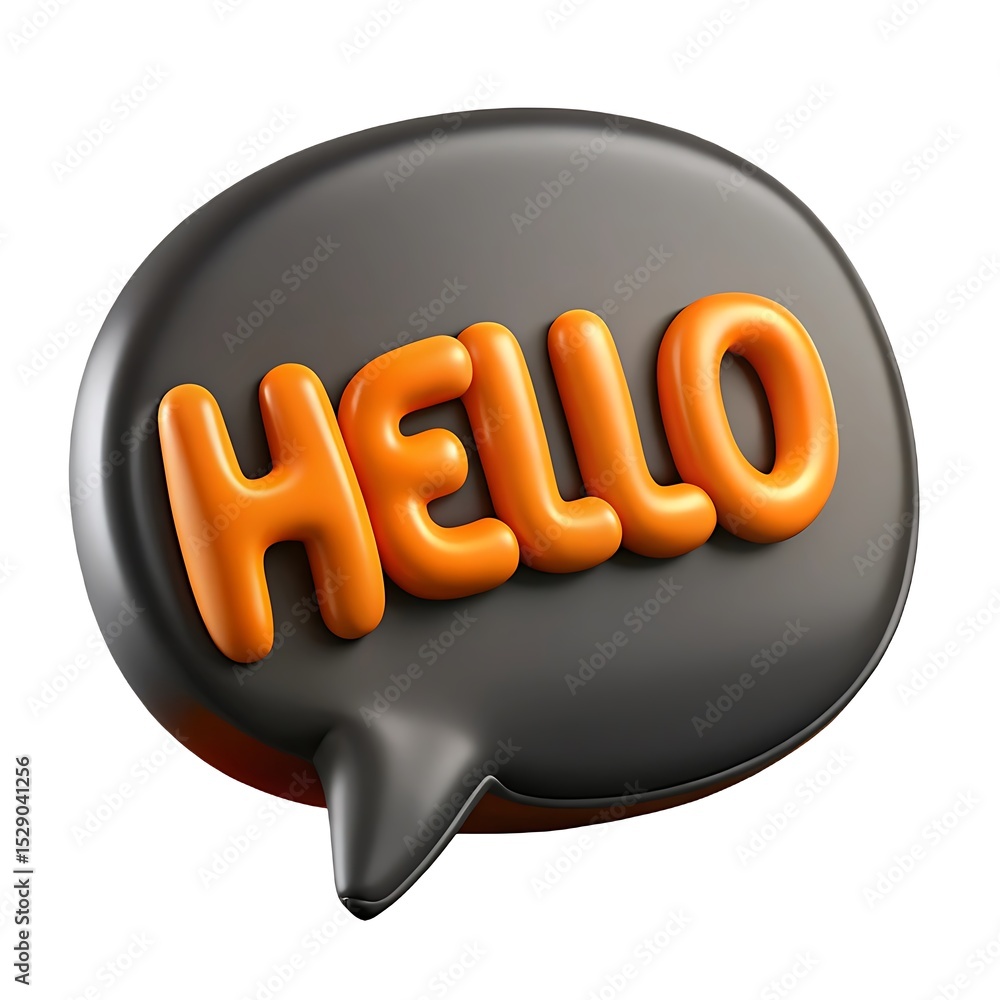 Poster 3d rendered hello speech bubble isolated on white background