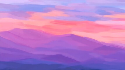 Obraz premium Painted mountain range at sunset time