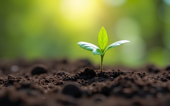 Fototapeta Tiny seedling sprouting from a footprint in the earth, symbolizing new growth and environmental impact A powerful image for nature, ecology, and sustainability themes , environment, plant