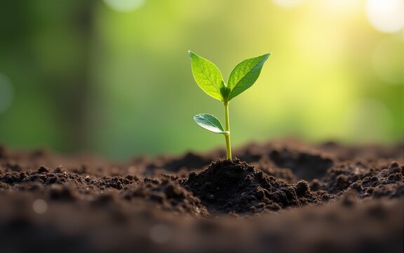Fototapeta Tiny seedling sprouting from a footprint in the earth, symbolizing new growth and environmental impact A powerful image for nature, ecology, and sustainability themes , environment, plant