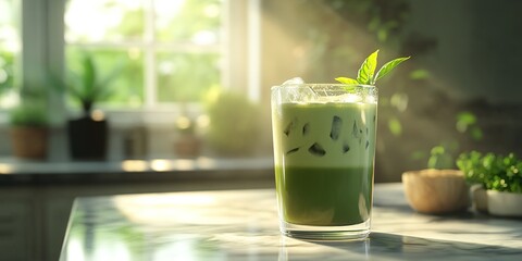 Refreshing Iced Matcha Latte Vibrant Green Tea Drink Recipe