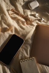 Flat Lay of Tech Gadgets and Stationery