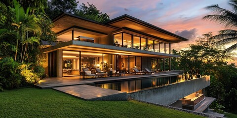 Luxury Modern Villa Sunset Views Infinity Pool Tropical Estate