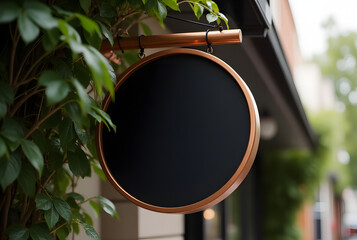 Empty Hanging Business Sign in Urban Street Scene