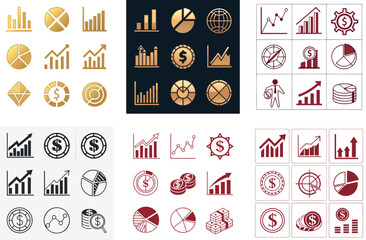 Minimalist Vector Set of Diverse Financial Data Visualization Elements  