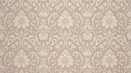 Elegant Beige Damask Pattern Seamless Wallpaper Texture