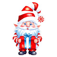 Fototapeta premium Adorable Christmas Elf Holding a Gift Festive Holiday Illustration