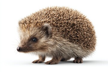 Obraz premium Adorable Hedgehog Standing on White Background, Showcasing Wildlife Conservation and Animal Welfare Awareness : Generative AI