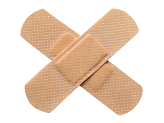 Adhesive Bandages in Cross Shape Isolated on transparent background, Isolated Png, Isolated on transparent background, Isolated Png file, Cut-out, No Background, Isolated object
