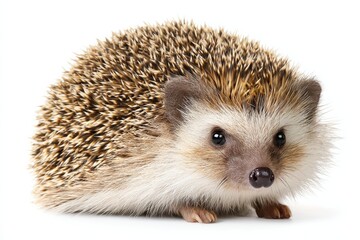 Obraz premium Close-Up Portrait of a Cute Hedgehog on White Background, Symbolizing Animal Welfare and Pet Adoption : Generative AI