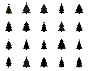 set of christmas trees