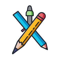 Design & Drawing Tools icon set  computer programs, process production, perception, explore ideas and designers.