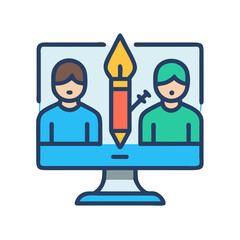 Design & Drawing Tools icon set  computer programs, process production, perception, explore ideas and designers.