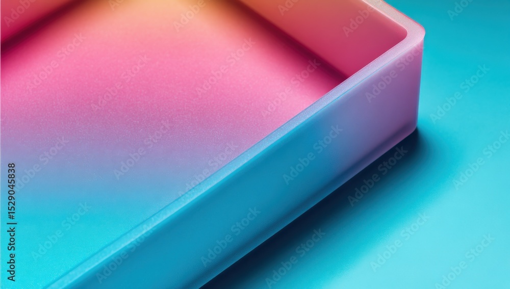 Aufkleber Gradient Colored Box on Blue Surface, Ideal for Product Placement Mockups and Creative Packaging Solutions, Showcasing Innovation and Modern Design : Generative AI