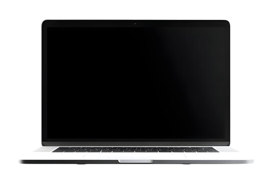 Silver laptop with black screen 3d rendered isolated on transparent background
