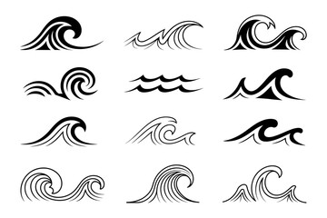 Ocean wave vector set sea water graphic collection