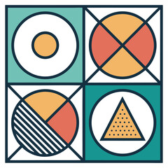 Obraz premium Minimal Geometric Vector Icon – Abstract Shapes for Modern Design, UI, and Branding