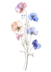 Flowers art illustration watercolor.