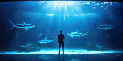 Silhouette Aquarium Shark Water Ocean