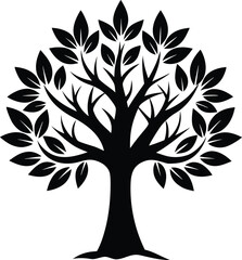 Elegant Black and White Tree Illustration Nature's Symbolic Strength