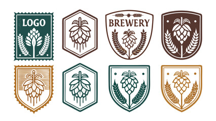 Isolated Transparent Vector Logo with Barley and Hops Elements  