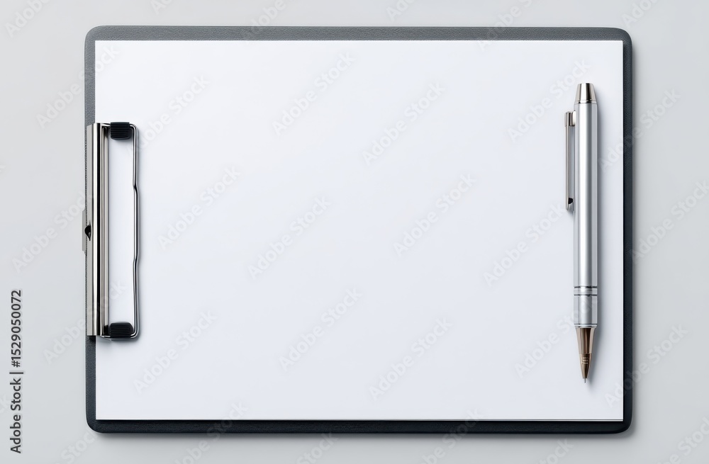 Poster clipboard with blank paper and pen, ideal for business planning, task management, and creative writi