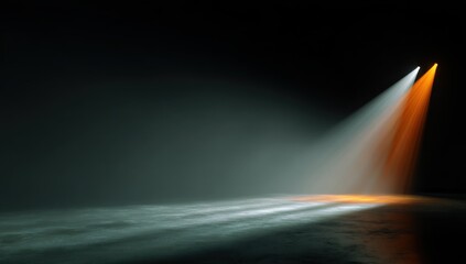 Stage Lights Shining on Empty Floor, Representing Opportunity and Performance, Ideal for Product Launch or Event Promotion, Creating a Sense of Drama : Generative AI