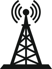 radio tower black silhouette icon on white background