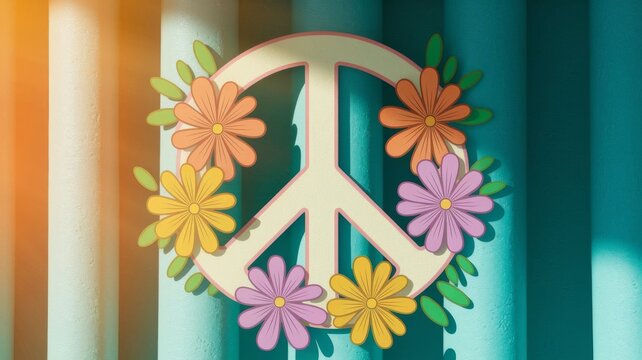 Peace sign made of flowers