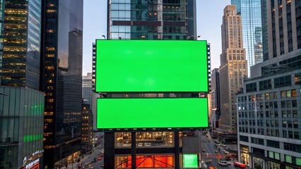 Green Screen Electronic Billboard On City Building 
