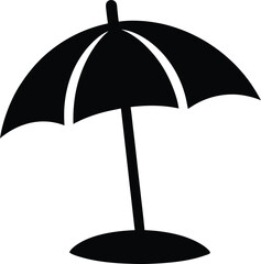 black silhouette of a beach umbrella icon