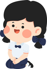 Illustration of a Girl Student in Uniform cartoon
