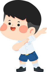 Cartoon Boy Dabbing in School Uniform flat