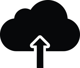 black silhouette of a cloud with upload arrow
