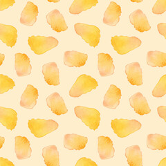 Naklejka premium Watercolor seamless hand drawn monochrome pattern of textured orange spots