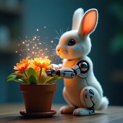 easter bunny with easter egg