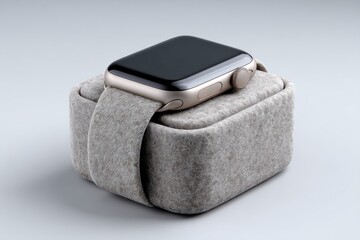 Blank 3D wool smartwatch mockup, showcasing soft wool texture with ample space for branding or designs.