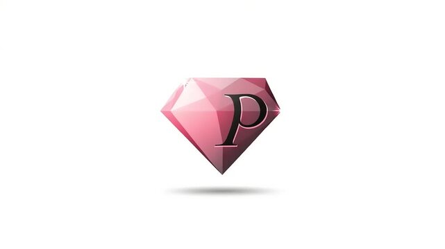 Elegant pink diamond logo featuring the letter P, set against a clean white background, ideal for branding