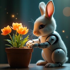 easter bunny with easter egg