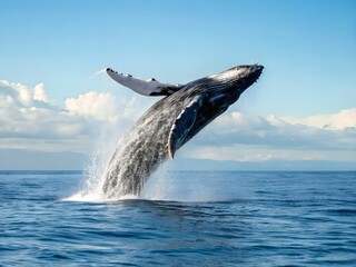 A whale breaching the surface of the ocean