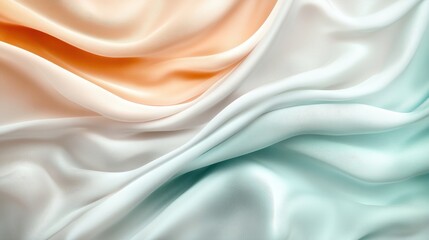 Fototapeta premium The image beautifully captures the flowing movement of satin fabric in soft pastel colors, creating an elegant and luxurious ambiance perfect for fashion and design themes.