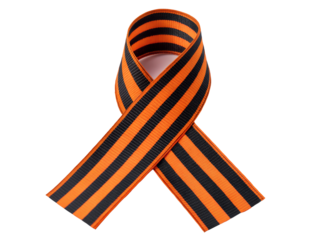 Orange and Black Striped Ribbon Symbol Isolated on transparent background, Isolated Png, Isolated on transparent background, Isolated Png file, Cut-out, No Background, Isolated object