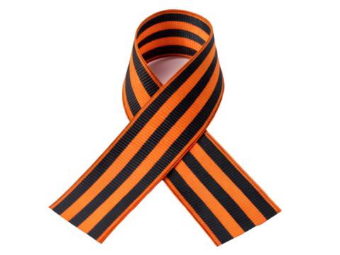 Orange and Black Striped Ribbon Symbol Isolated on transparent background, Isolated Png, Isolated on transparent background, Isolated Png file, Cut-out, No Background, Isolated object