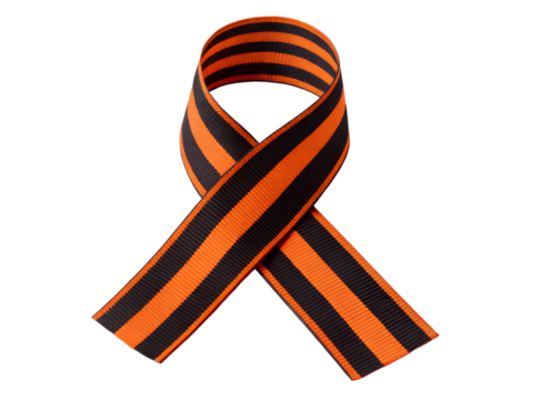 Orange and Black Striped Ribbon Symbol Isolated on transparent background, Isolated Png, Isolated on transparent background, Isolated Png file, Cut-out, No Background, Isolated object