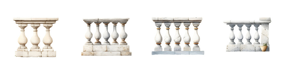 Ornate balustrades and columns of a historical architectural design